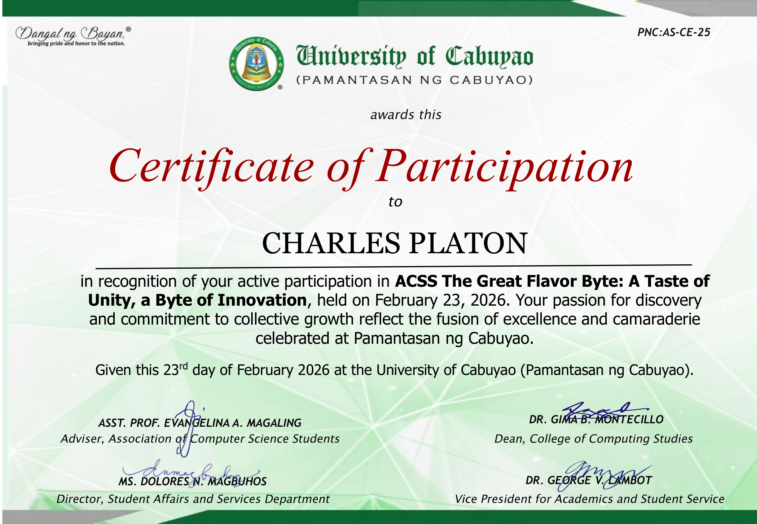 ACSS The Great Flavor Byte — Event Participation